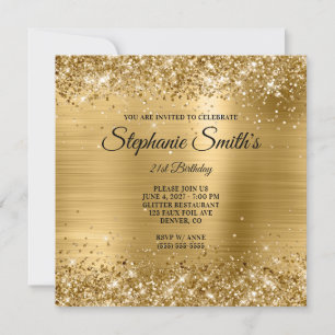 Faux Gold Glitter Folie Monogram 21ste verjaardag Kaart