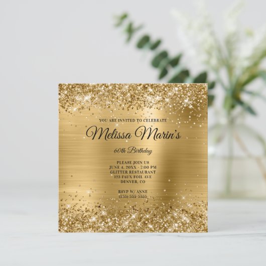 Faux Gold Glitter Folie Monogram 60e verjaardag Kaart (Staand voorkant)