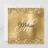 Faux Gold Glitter Folie Monogram 60e verjaardag Kaart (Achterkant)