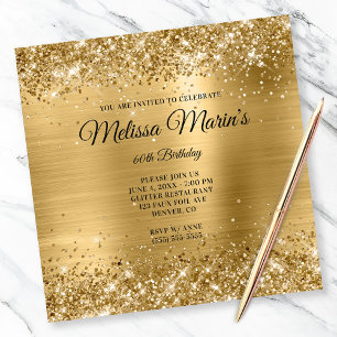 Faux Gold Glitter Folie Monogram 60e verjaardag Kaart