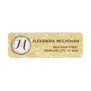 Faux Gold Glitter Folie Roze retouradres Etiket