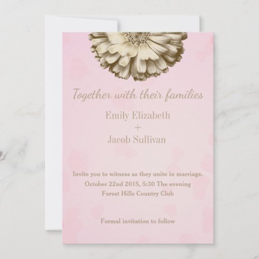 Faux Gold Glitter Folie - Zonnebloem geïnspireerd Save The Date (Voorkant)