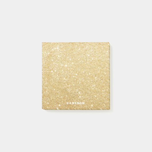 Faux Gold Glitter Gepersonaliseerde Post-it Notes (Voorkant)