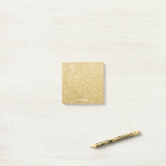 Faux Gold Glitter Gepersonaliseerde Post-it Notes (Op bureau)