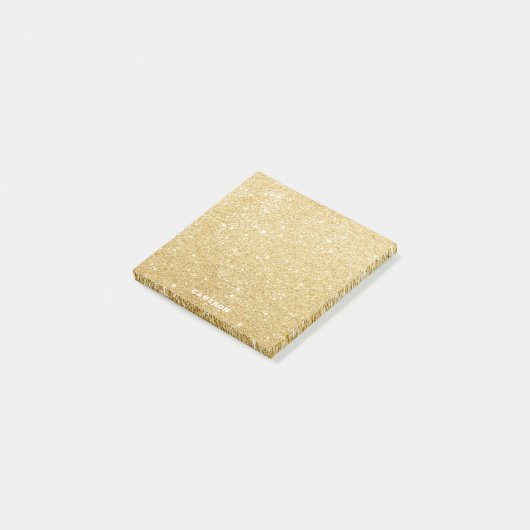 Faux Gold Glitter Gepersonaliseerde Post-it Notes (Schuin)