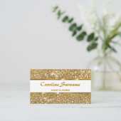 Faux Gold Glitter Glam Chique Glitter Event Planne Visitekaartje (Staand voorkant)