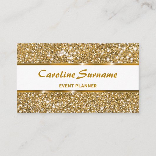 Faux Gold Glitter Glam Chique Glitter Event Planne Visitekaartje (Voorkant)