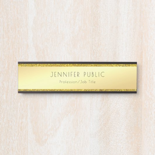 Faux Gold Glitter Glamor Sjabloon Moderne Elegant Deurbordje (Voorkant)