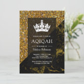 Faux Gold Glitter Goud Marmer Aqeeqah | Aqiqah Kaart (Staand voorkant)