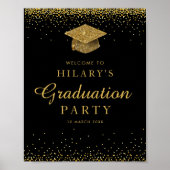 Faux gold glitter graduparty welkomstbord poster (Voorkant)