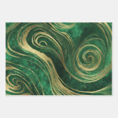 Faux Gold Glitter Groen Marmer Swirls AI Art Inpakpapier Vel (Voorkant)