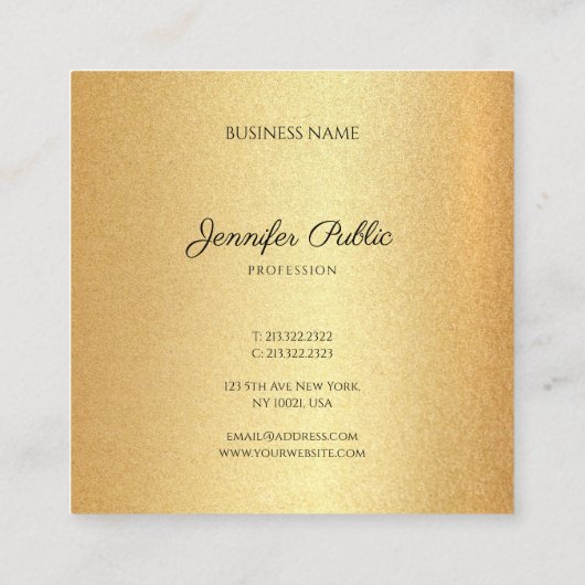 Faux Gold Glitter Hand Script Tekst Kalligrafie To Vierkante Visitekaartje (Achterkant)