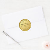 Faux Gold Glitter Handgemaakte Kleine Bedrijf Ronde Sticker (Envelop)