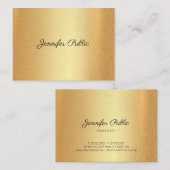 Faux Gold Glitter Handschrift Elegante kalligrafie Visitekaartje (Voorkant / Achterkant)