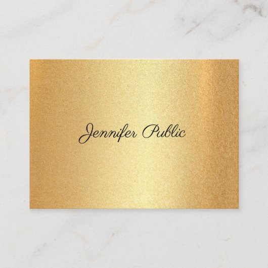 Faux Gold Glitter Handschrift Elegante kalligrafie Visitekaartje (Voorkant)