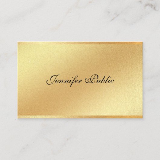 Faux Gold Glitter Handschrift Elegante kalligrafie Visitekaartje (Voorkant)