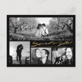 Faux Gold Glitter Handwrite Save Our Date Briefkaa Aankondigingskaart (Voorkant)