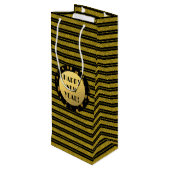 Faux Gold Glitter, Happy New Year Wine, Glossy Wijn Cadeautas (Achterkant Gekanteld)