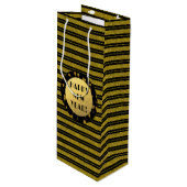 Faux Gold Glitter, Happy New Year Wine, Glossy Wijn Cadeautas (Voorkant Gekanteld)