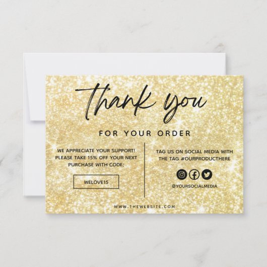 Faux Gold Glitter Hartelijk dank voor de toevoegin (Voorkant)