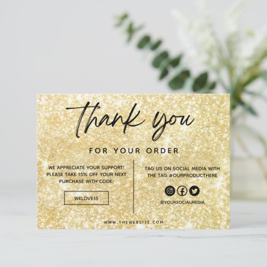 Faux Gold Glitter Hartelijk dank voor de toevoegin (Staand voorkant)