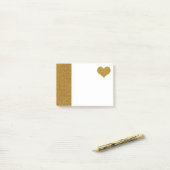FAUX Gold Glitter Heart (plat) Post-it® Notes (Op bureau)