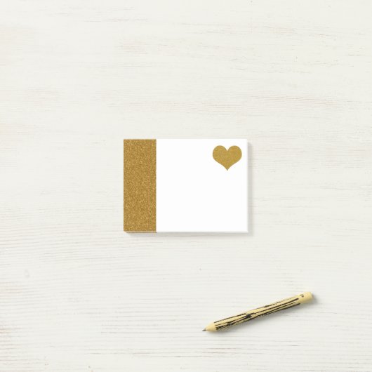 FAUX Gold Glitter Heart (plat) Post-it® Notes (Op bureau)