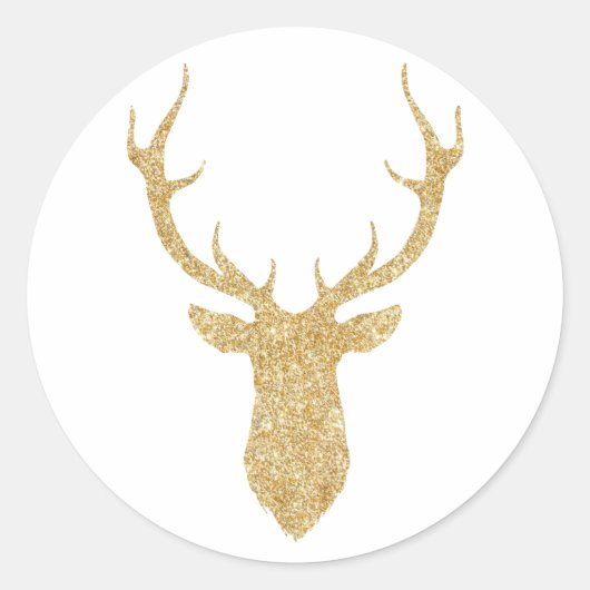Faux Gold Glitter-kerstreces Ronde Sticker (Voorkant)