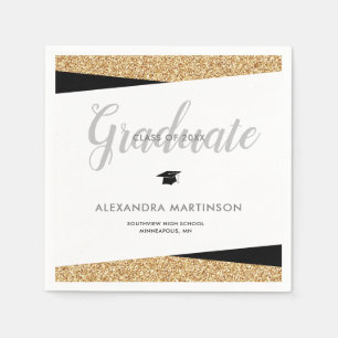 Faux Gold Glitter Klasse van 2025 Afstuderen Servet