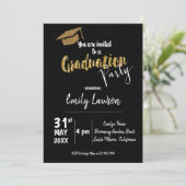 Faux Gold Glitter Klasse van 2025 Graduation Party Kaart (Staand voorkant)