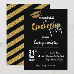 Faux Gold Glitter Klasse van 2025 Graduation Party Kaart