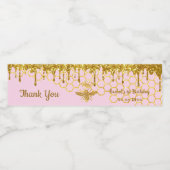 faux gold glitter koningin bijen 1e verjaardag waterfles etiket (Enkel label)