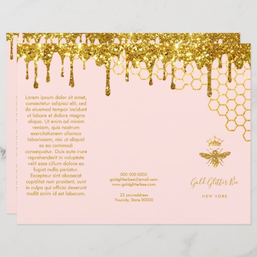 faux gold glitter koningin bijenbrochure (Voorkant / Achterkant)