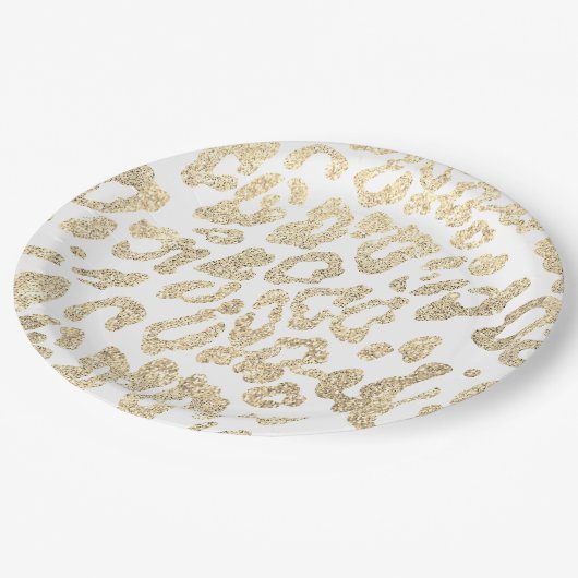 faux gold glitter leopard papieren bordje (Gekanteld)