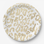 faux gold glitter leopard papieren bordje (Voorkant)