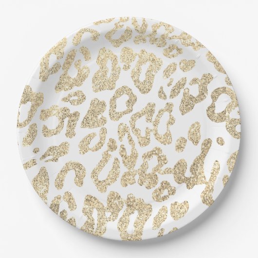 faux gold glitter leopard papieren bordje (Voorkant)