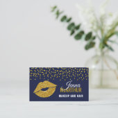 Faux Gold Glitter Lips en Confetti Makeup Artist Visitekaartje (Staand voorkant)