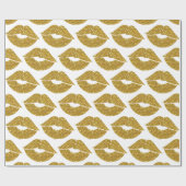 Faux Gold Glitter Look Lips Patroon Cadeaupapier (Vlak)