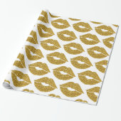 Faux Gold Glitter Look Lips Patroon Cadeaupapier (Uitgerold)