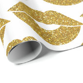 Faux Gold Glitter Look Lips Patroon Cadeaupapier (Rol Hoek)