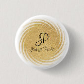 Faux Gold Glitter look Monogram Sjabloon Elegant Ronde Button 3,2 Cm (Voorkant)