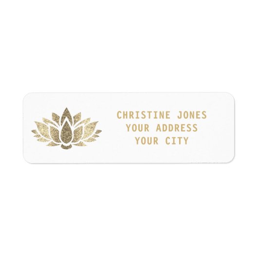 faux gold glitter lotus etiket (Voorkant)