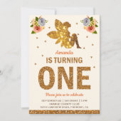Faux Gold Glitter Magische Fairy 1e Verjaardagsfee Kaart (Voorkant)