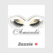 Faux Gold Glitter Makeup Artist Lashes Naam Sticker (Vel)