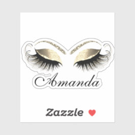 Faux Gold Glitter Makeup Artist Lashes Naam Sticker