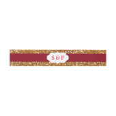 Faux Gold Glitter Maroon Rood Bruiloft Monogram Uitnodigingen Wikkel (Vlak)