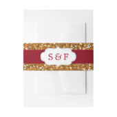 Faux Gold Glitter Maroon Rood Bruiloft Monogram Uitnodigingen Wikkel (Voorkant Voorbeeld)