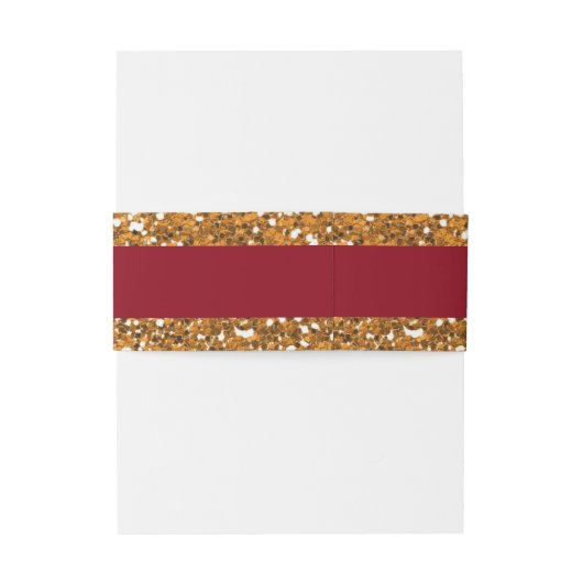 Faux Gold Glitter Maroon Rood Bruiloft Monogram Uitnodigingen Wikkel (Achterkant Voorbeeld)