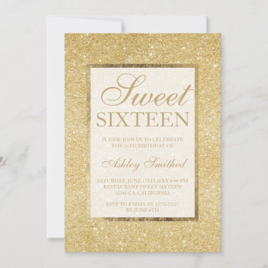 Faux gold glitter modern elegant chic Sweet 16 Kaart (Voorkant)