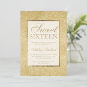 Faux gold glitter modern elegant chic Sweet 16 Kaart (Staand voorkant)